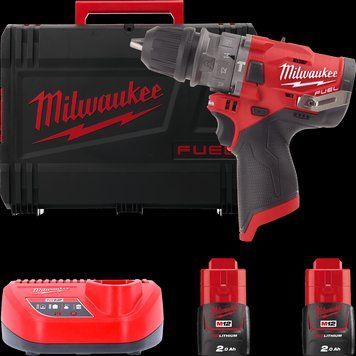Дрель-шуруповерт с ударом аккумуляторная MILWAUKEE, M12 FPDX-202X, 37Нм, (+ заряд.устройство, 2 акум., HD кейс) 4933464136 фото
