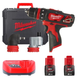 Дриль-шурупокрут акумуляторний MILWAUKEE, M12 BDDXKIT-202C (+ заряд.пристрій, 2 акум.Х 2Аг, 3 насадки, HD кейс) 4933447836 фото 1