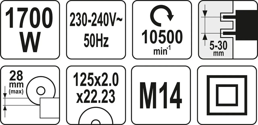 Штроборіз 1700 Вт 125 мм YATO YT-82015 YT-82015 фото