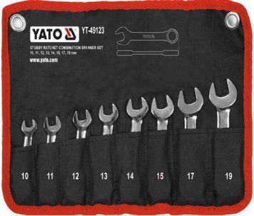 Набор коротких комбинированных ключей с трещоткой (8 шт., 10-19 мм) YATO YT-49123 YT-49123 фото