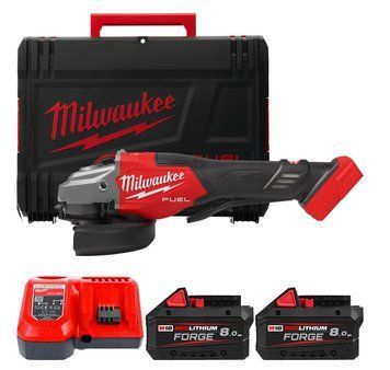 Шліфмашина кутова акумуляторна MILWAUKEE, M18 FHSAG125XPDB2-802X, діаметр 125мм (зарядний пристрій, 2акум. Х 8 Аг, HDкейс) 4933493418 фото