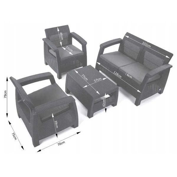 Набір пластикових садових меблів Keter Corfu II Set 227640 капучино 227640 фото