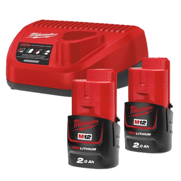 Энергокомплект MILWAUKEE M12 NRG-202 (ЗУ С12+ 2акк.Х2Ач B2) 4933459209 фото