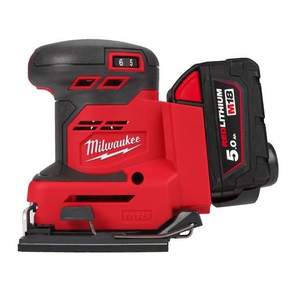 Машина шлифовальная вибрационная аккумуляторная MILWAUKEE, M18 BQSS-502B (+зар.пр., 2 акум.Х5Ач, сумка) 4933479967 фото
