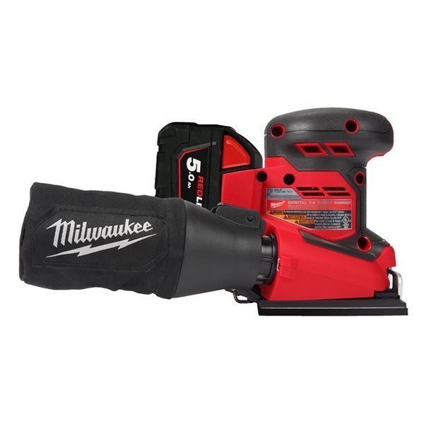 Машина шлифовальная вибрационная аккумуляторная MILWAUKEE, M18 BQSS-502B (+зар.пр., 2 акум.Х5Ач, сумка) 4933479967 фото