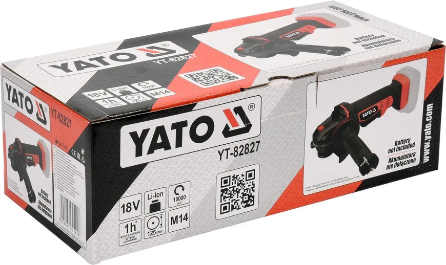 Шлифмашина угловая аккумуляторная 125мм YATO YT-82827 YT-82827 фото