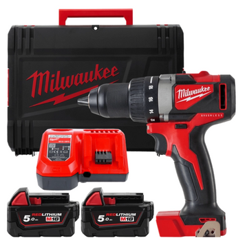 Дриль-шурупокрут акумуляторний MILWAUKEE, M18 BLDD2-502X, 82Нм (+ заряд.пр., 2акум. Х5Аг, HD кейс) 4933464515 фото