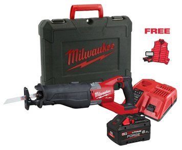 Пила шабельна акумуляторна MILWAUKEE, M18 FSX-801C (+зар.пр., 1 акум.Х 8Аг, кейс)+M18 ALIS-0+жилетка 4933499455 фото