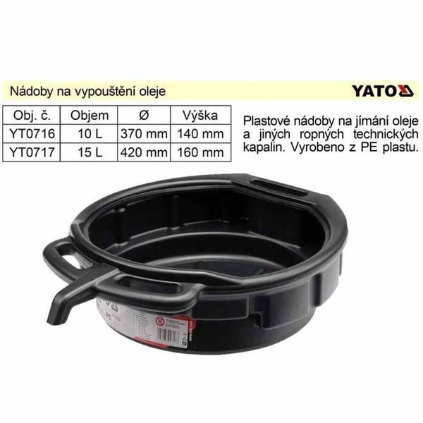 Ємність для зливу відпрацьованого масла 15 л YATO YT-0717 YT-0717 фото