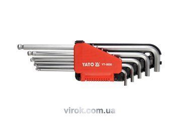 Набор шестигранных дюймовых ключей с шаром (12 шт., 1/16"-3/8") YATO YT-5837 длинные YT-5837 фото